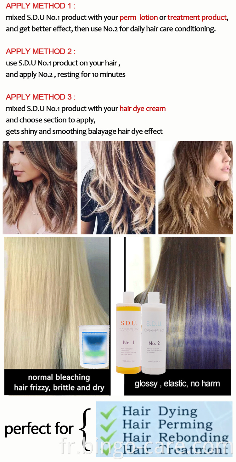 SDU CAREPLEX couleur de cheveux professionnelle protéger le salon de traitement de soins de liaison des cheveux utiliser la même que ola plex pour la coloration teinture permanente